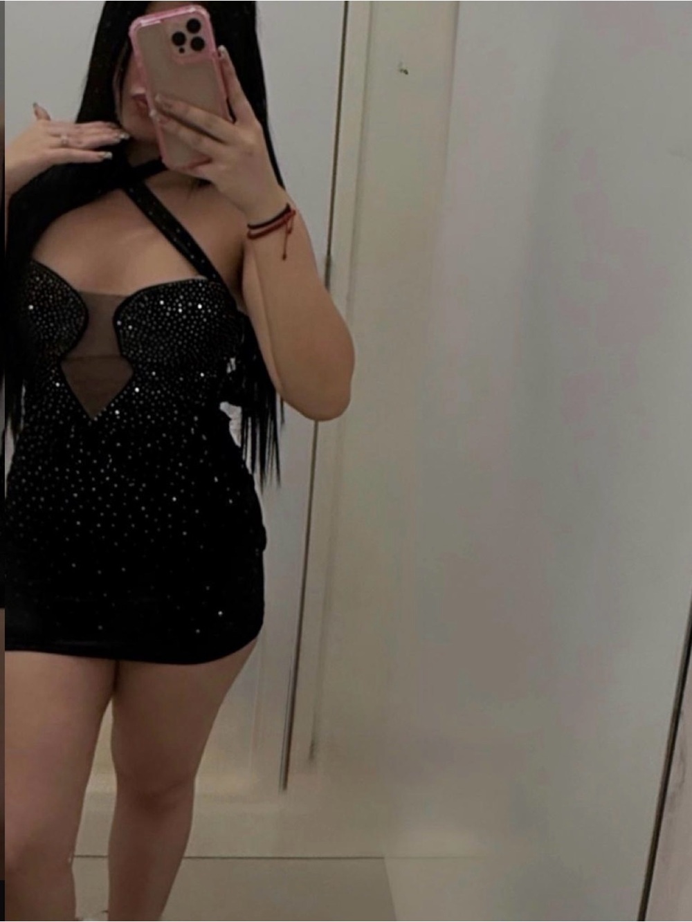 Black Velvet Rhinestone Bodycon Dress